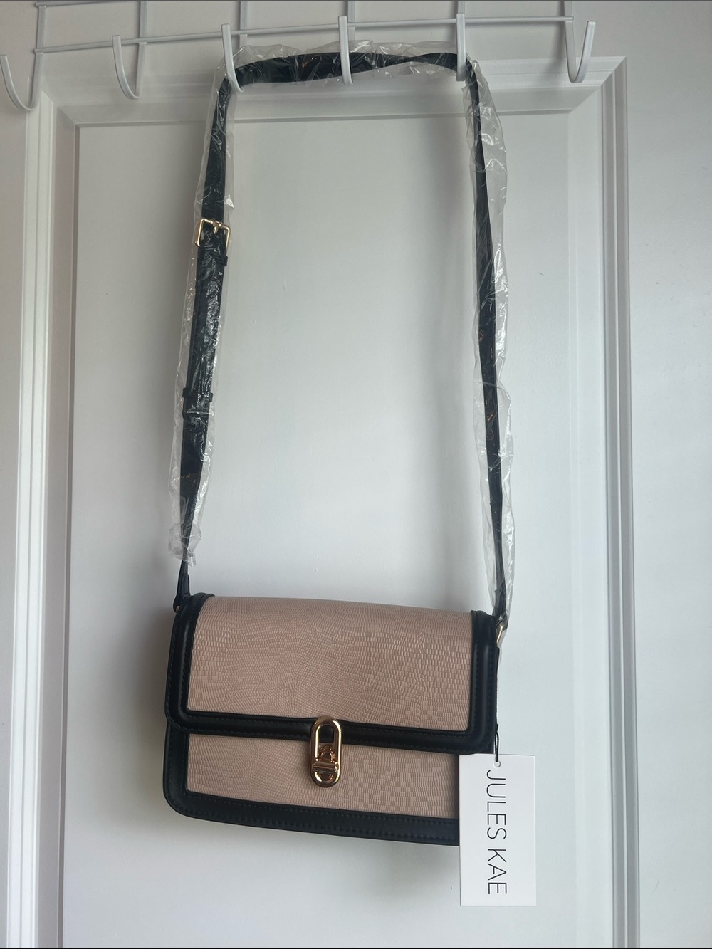 NWT JULES KAE MIA Anthropology Crossbody Bag in Cream and Black